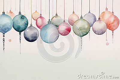 Pretty loose watercolour illustration of christmas baubles Stock Photo