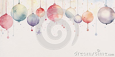 Pretty loose watercolour illustration of christmas baubles Stock Photo