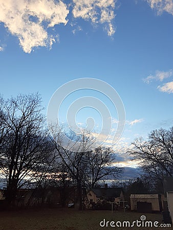 Pretty crisp cloudy sunset evening Stock Photo