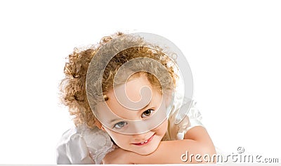 Pretty curly blond little girl Stock Photo