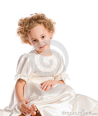 Pretty curly blond little girl Stock Photo