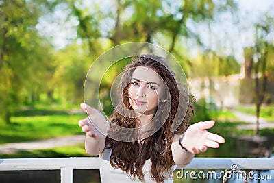 Pretty curly brunette Stock Photo