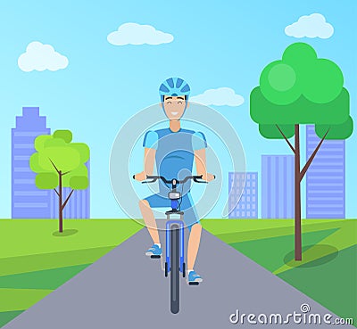 Pretty Cyclist in Blue Suit Vector Illustation Vector Illustration