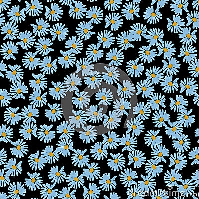 Pretty daisy floral repeat seamless pattern in blue. Stock Photo