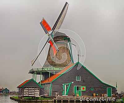 Pretty Dutch Windmill Editorial Stock Photo