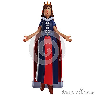 Pretty Face Queen 3D Cartoon Picture showing her smile Stock Photo