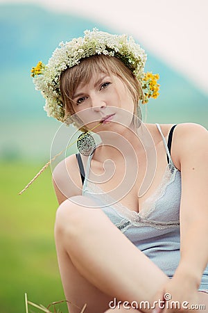 Pretty farm lady Stock Photo