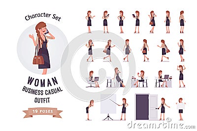 Pretty female office employee ready-to-use character set Vector Illustration