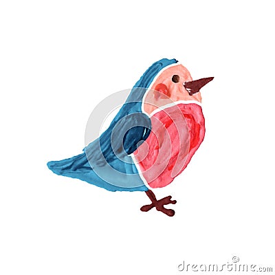 Pretty funny cute bullfinch bird with Christmas mood. Stock Photo