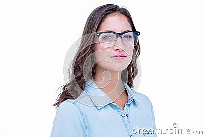 Pretty geeky hipster looking at camera Stock Photo
