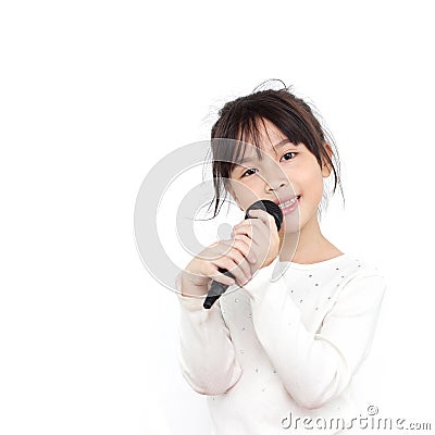 Pretty girl with the microphone Stock Photo