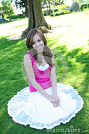 Pretty Girl in Shade Stock Photo