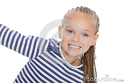 Pretty girl in a striped vest Stock Photo