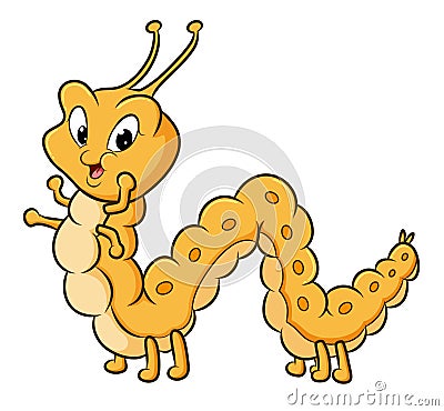 The pretty girly caterpillar with the bright yellow color Vector Illustration