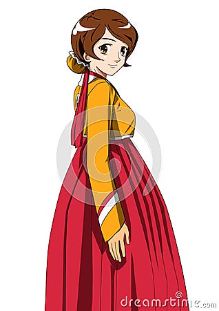 Pretty in Hanbok Stock Photo