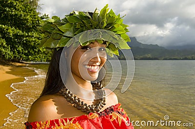 Pretty Hawaiian girl Stock Photo