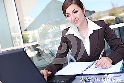 Pretty Hispanic Business Woman Stock Photo