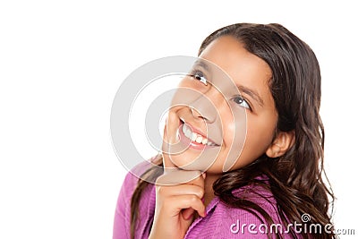 Pretty Hispanic Girl Thinking Stock Photo