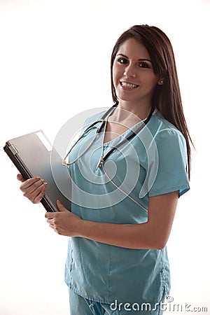 Pretty hispanic twenties healthcare worker Stock Photo