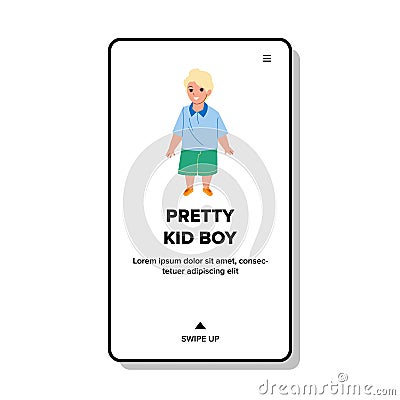 Pretty Kid Boy Walking In Park Outdoor Vector Vector Illustration