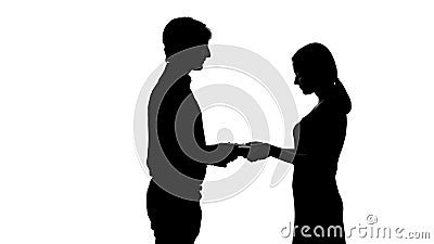 Pretty lady receiving present from boyfriend, romantic relationship, silhouette Stock Photo