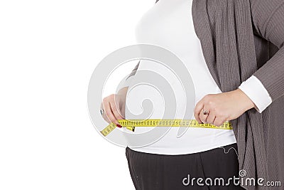 Pretty large, fat girl with a measuring tape Stock Photo