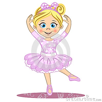 Pretty little ballerina. Cute vector girl in pointe. Vector Illustration