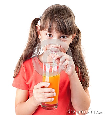 Pretty little girl with a glass of juice Stock Photo