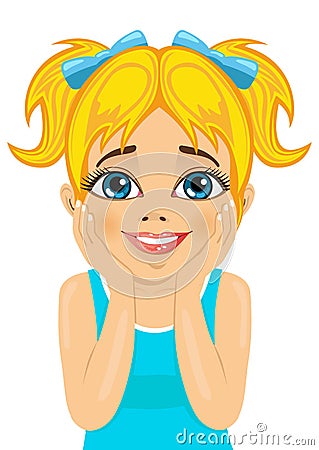 Pretty little girl making funny surprised expression Vector Illustration