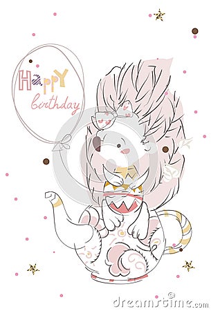 Pretty little hedgehog- hand drawn doodle Vector Illustration