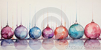 Pretty loose watercolour illustration of a christmas scene Stock Photo