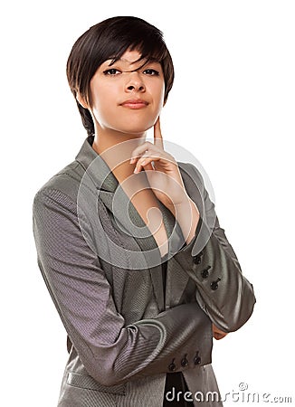 Pretty Multiethnic Young Adult Poses on White Stock Photo