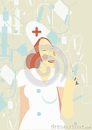 Pretty nurse holding a syringe Stock Photo