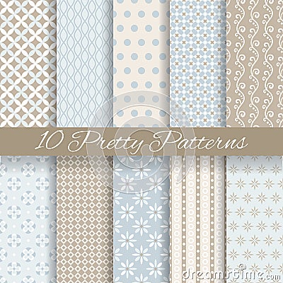 Pretty pastel vector seamless patterns (tiling, Vector Illustration