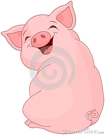 Pretty Pig Vector Illustration