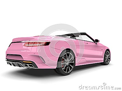 Pretty pink modern luxury convertible car - back view Stock Photo