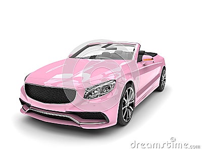 Pretty pink modern luxury convertible car - beauty shot Stock Photo