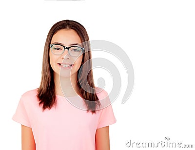 Pretty preteenager girl with glasses Stock Photo