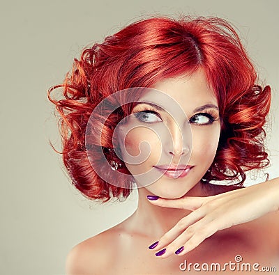 Pretty red-haired girl Stock Photo