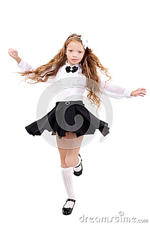 Pretty redhead schoolgirl isolated on a white background Stock Photo