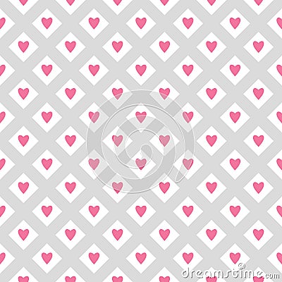 Pretty romantic seamless vector pattern with hearts and stripes Stock Photo