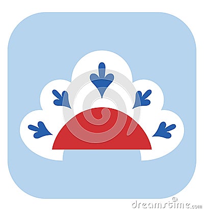 Pretty russian kokoshnik, icon Vector Illustration