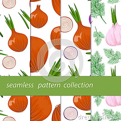 Pretty sketched seamless pattern of hand drawn onion. Stock Photo