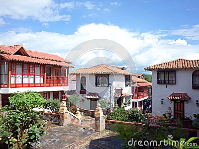 A pretty street in Pueblito Boyacense Editorial Stock Photo