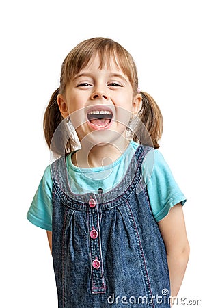 Pretty sweet young girl laughing isolated Stock Photo