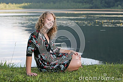 Pretty teen model outdoors Stock Photo