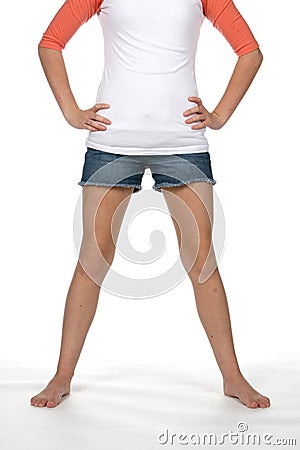 Pretty teen's flat, thin stomach Stock Photo