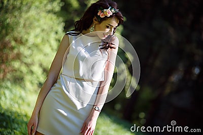 Pretty teenage girl in the park Stock Photo