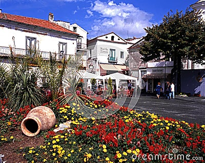Pretty town square, Ravello. Editorial Stock Photo