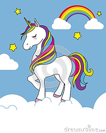 Pretty unicorn card Vector Illustration